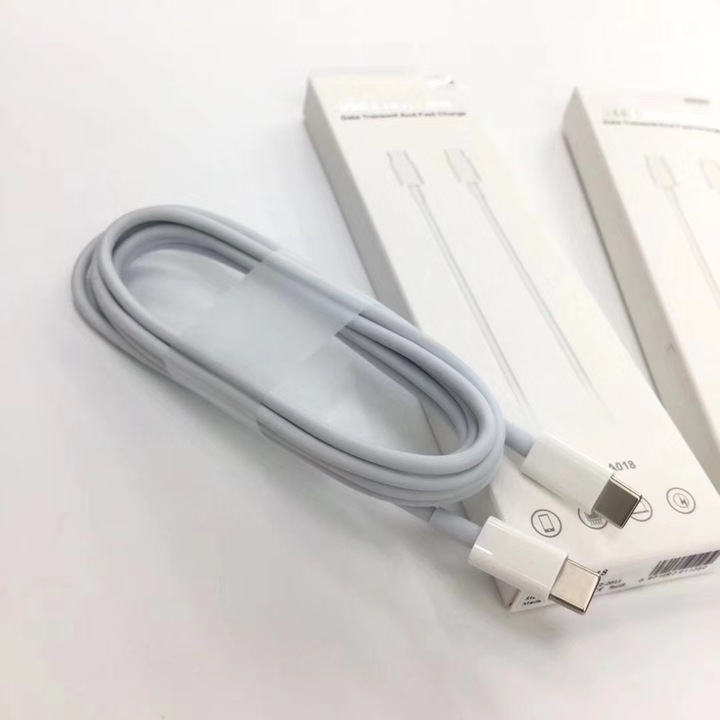 Кабел за бързо зареждане и пренос на данни, USB-C, PD, дължина 2 м, EVTrend® Premium, за Android телефон / таблет или лаптоп, 2 USB-C конектора, Fast-Charge, 3A/100W, Модел MA018, Бял