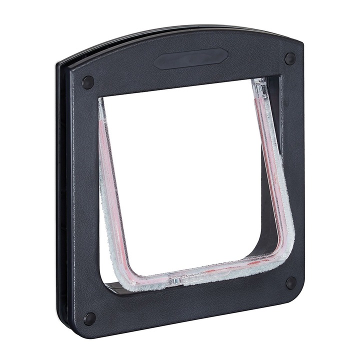 Clapa usa pentru pisici/caini mici cu magnet, Negru, 22 x 20 cm