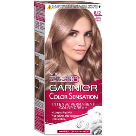 Vopsea de par permanenta cu amoniac Garnier Color Sensation 8.12 Blond deschis cenusiu irizat, 112 ml