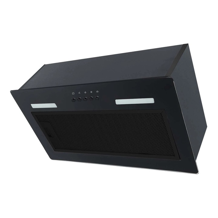 Аспиратор за Вграждане, Неръждаема Стомана, 350m3/h, 65W, LED Осветление, Бутон за Управление, 52x29.5 см, Черен