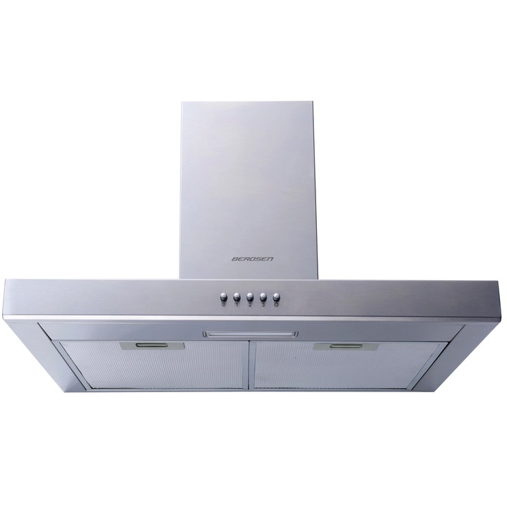 Hota incorporabila decorativa, din otel inoxidabil, 277m3/h, 40W, filtru de grasime din aluminiu, 60x45 cm, argintie