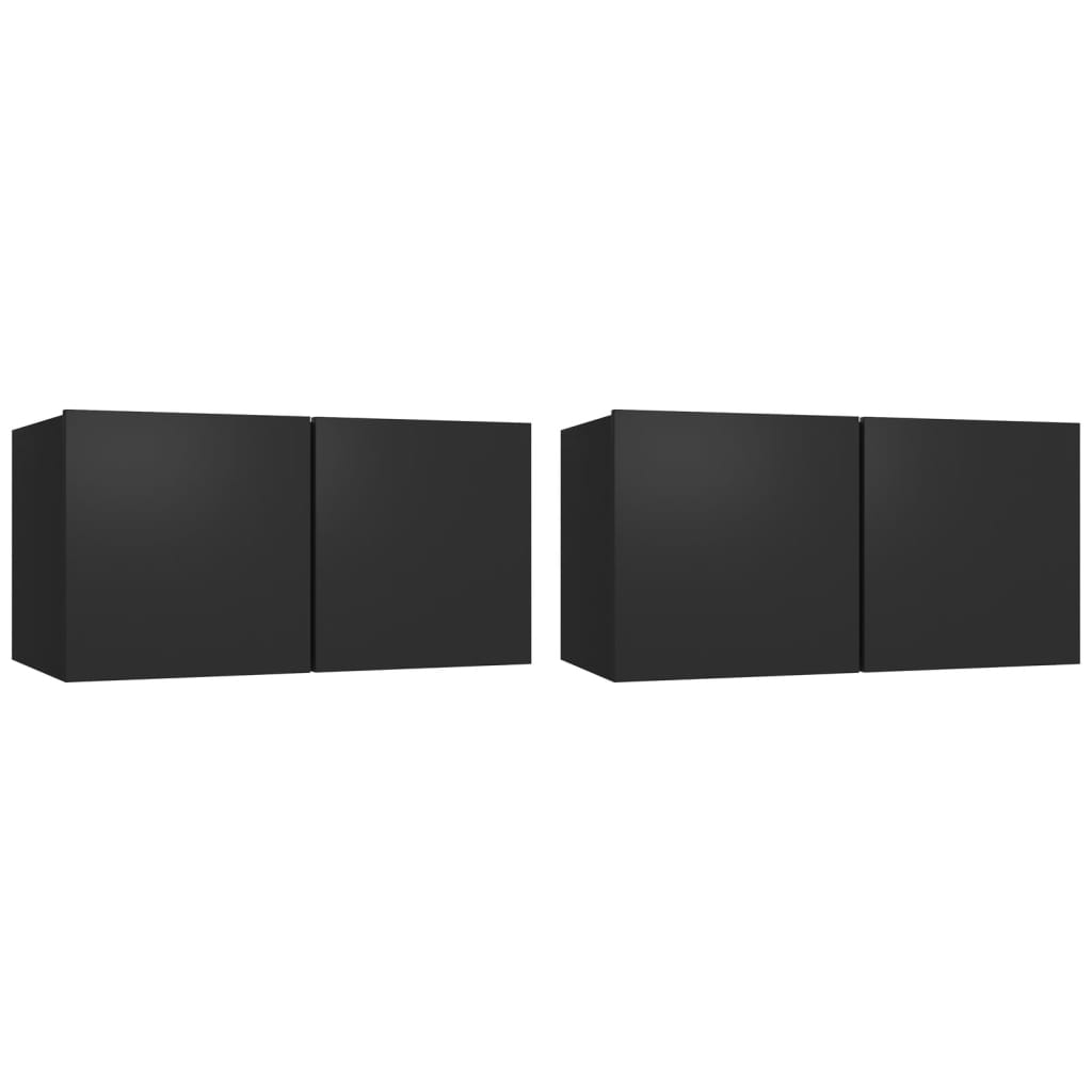Set dulapuri HiFi suspendate, 2 piese, negru, 60x30x30 cm, design ...