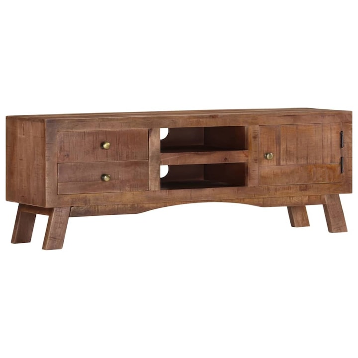 ТВ скрин, Zakito Europe, Мангово дърво, С 2 чекмеджета, 110x30x40 см, Естествен