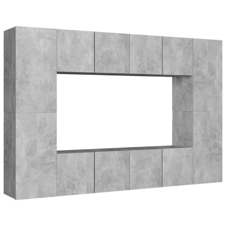 Set de dulapuri TV vidaXL, 8 piese, gri beton, PAL, 60 x 30 x 30 cm