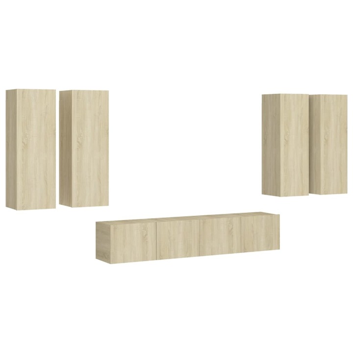 Set de dulapuri TV vidaXL, 6 piese, stejar sonoma, lemn prelucrat, 36.4 kg