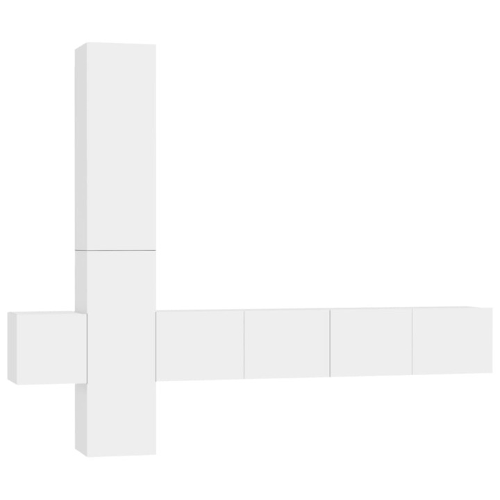 Комплект ТВ шкафове, Zakito Europe, Дърво, 80x30x30/30,5x30x90/30,5x30x30 см, Бял