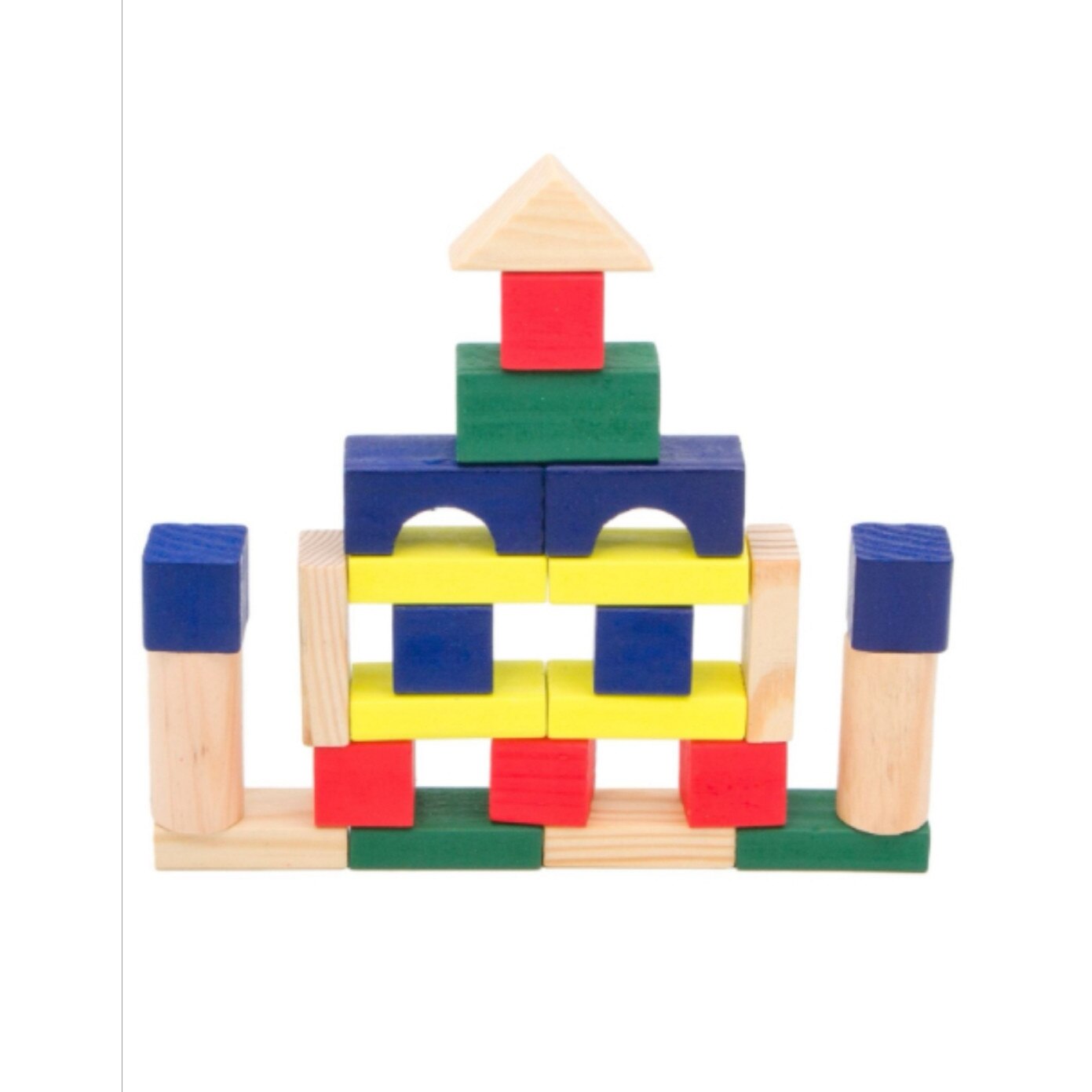 Set cuburi colorate din lemn pentru constructii, 50 de piese - eMAG.ro