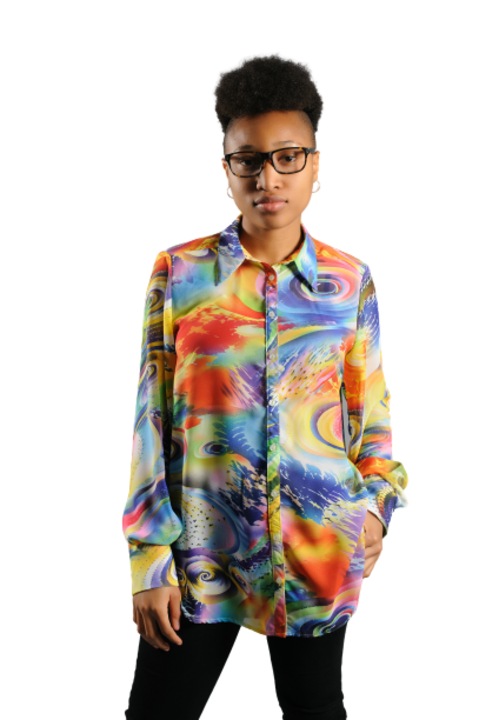 Camasa dama, GAL by Geanina Bosun, voal, Multicolor, Multicolor