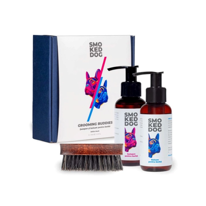 Set Complet Ingrijire Barba Smoked Dog Grooming Buddies Two