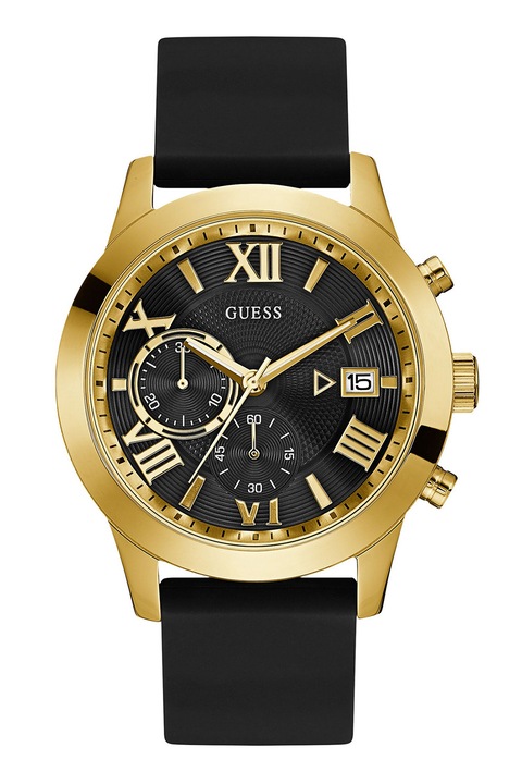 Guess, Часовник със силиконова каишка и хронометър, Черен