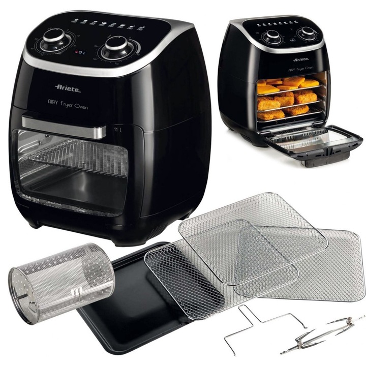 Több funkciós 2 az 1-ben sütő, Ariete 4619, 2000 W, 80-200 fok, 11 literes, fekete