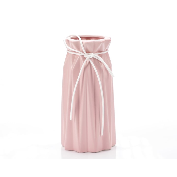Декоративна ваза, Розов, 19 см