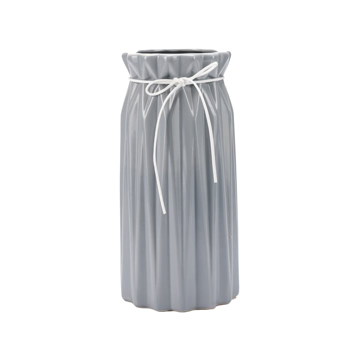 Декоративна ваза, голяма, сива, 26 см