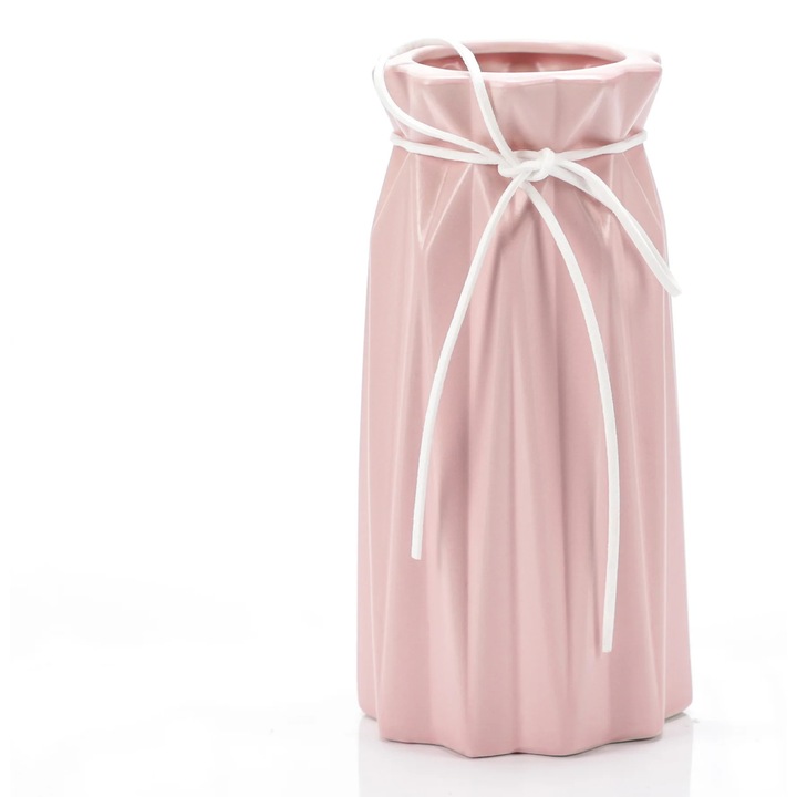 Vaza decorativa, mica, Roz, 19 cm