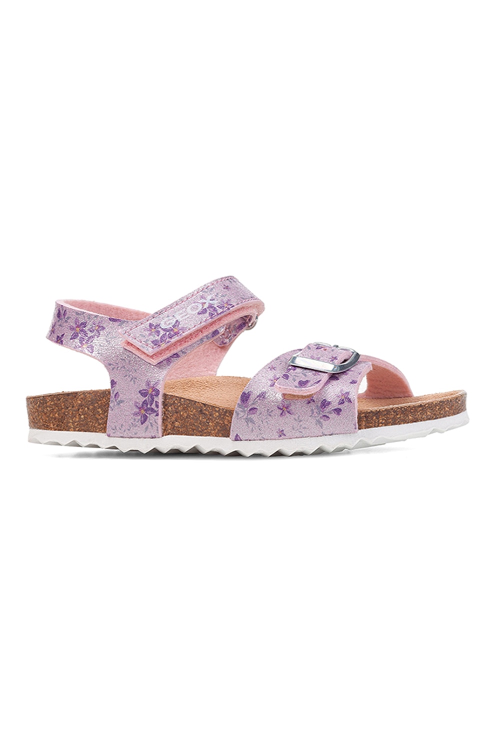 Geox, Sandale de piele ecologica cu imprimeu floral Adriel, Lila, 24 EU