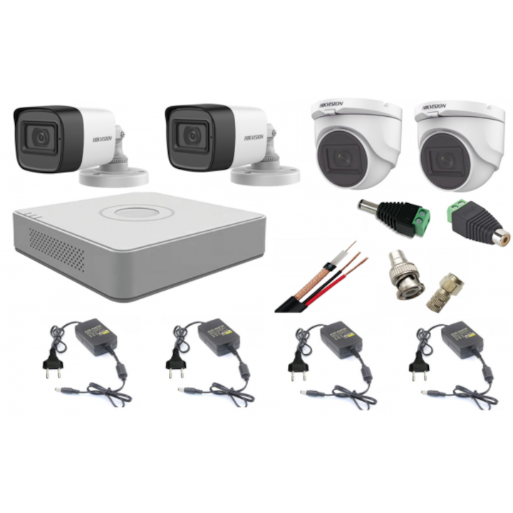 Sistem supraveghere Dahua 8 camere 5MP Dual Light IR 20m WL 20m DVR 8 canale cu accesorii si HDD 2TB incluse