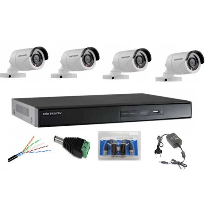 Sistem supraveghere video Hikvision 4 camere PoC Ultra Low-Light FullHD, IR 40M