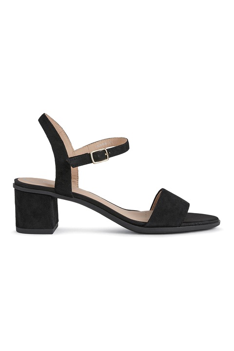 Geox, Велурени сандали с масивен ток, Черен