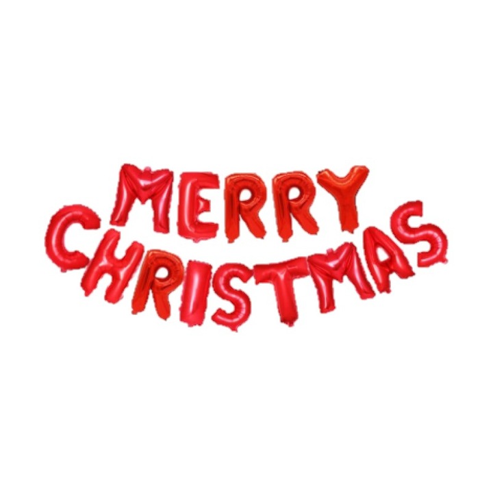 Комплект фолиеви балони Merry Christmas, червени, 40см