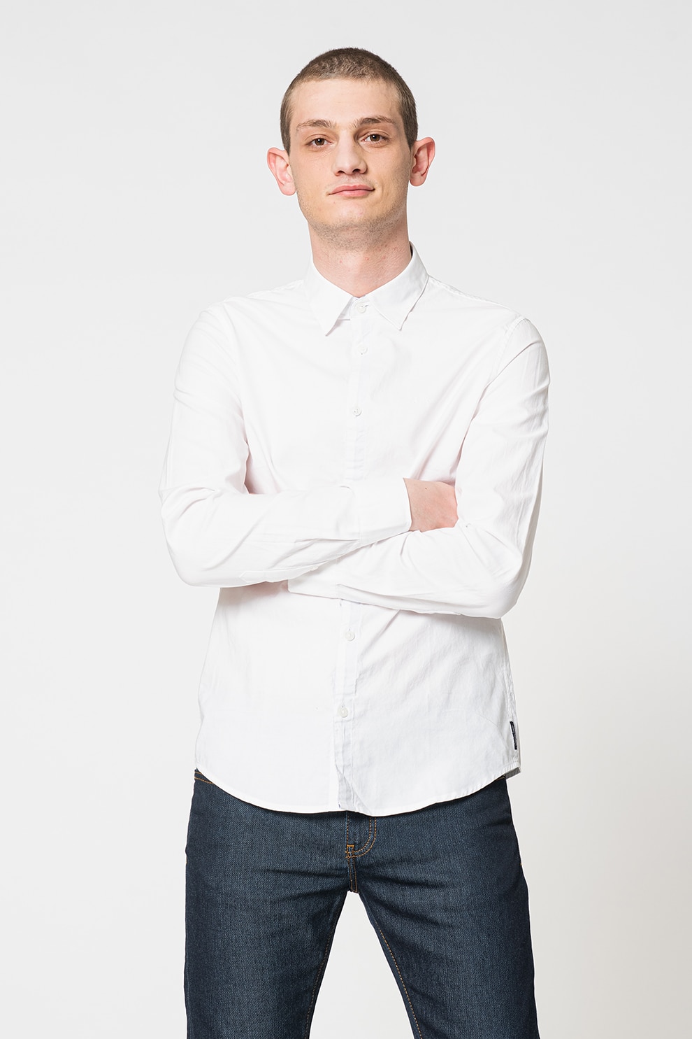 ARMANI EXCHANGE, Camasa slim fit de bumbac, Alb optic, 2XL