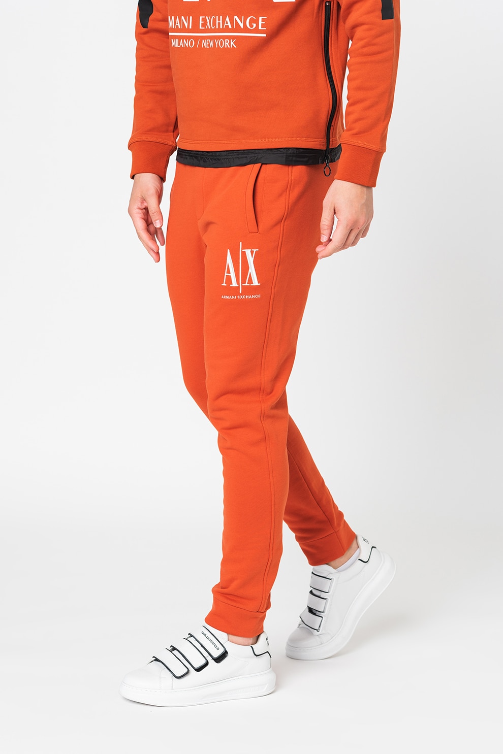 ARMANI EXCHANGE, Pantaloni sport cu logo, Oranj stins, 2XL - eMAG.ro