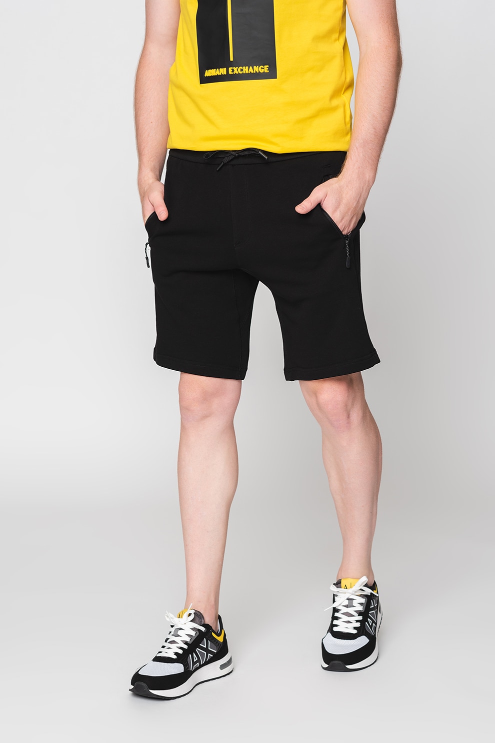ARMANI EXCHANGE, Bermude cu buzunare cu fermoar, Negru, M