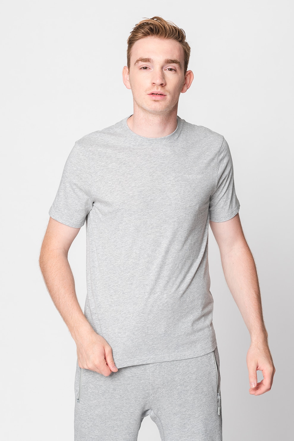 ARMANI EXCHANGE, Tricou regular fit de bumbac, Gri deschis melange, L