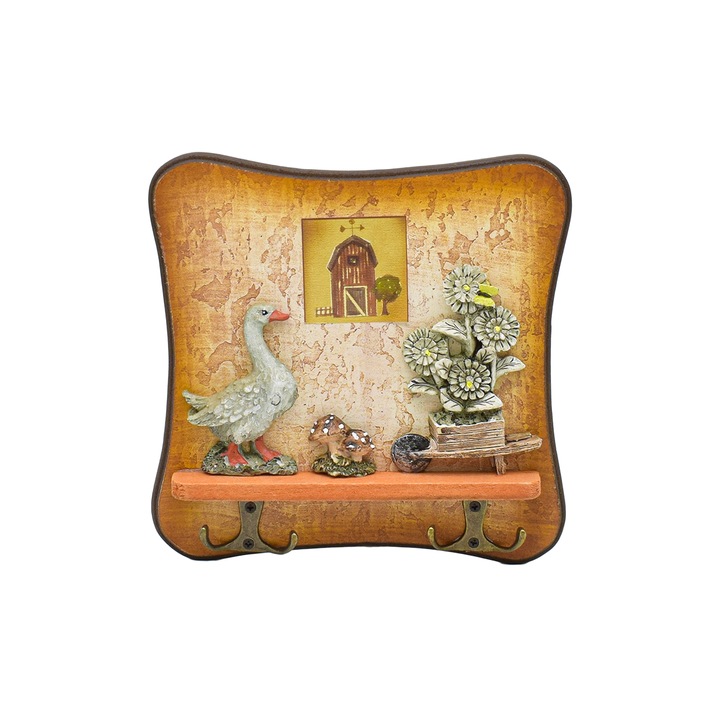 Декоративна закачалка, 2 двойни закачалки, релефна шарка, D54 м1, 19×19 см