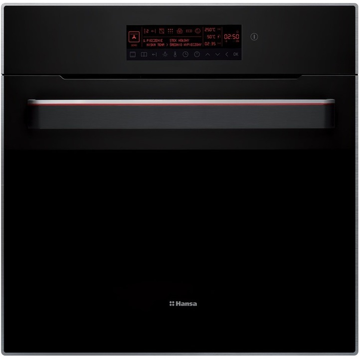 Beépíthető sütő Hansa BOES696510, Fekete, 10 funkció, 37 program, A energiaosztály, Űrtartalom 66 l
