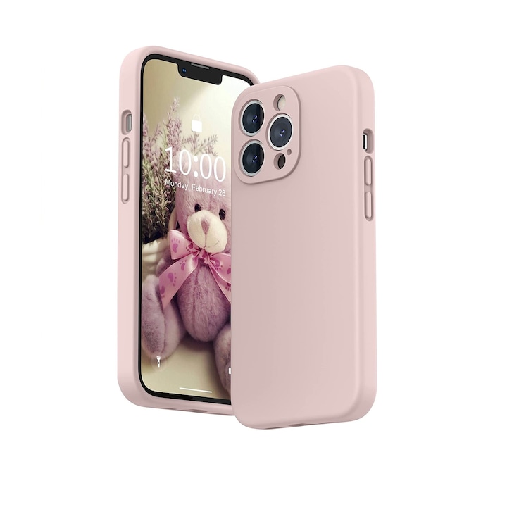 Husa telefon, Silicon, Compatibil cu iPhone 13 Pro, Roz