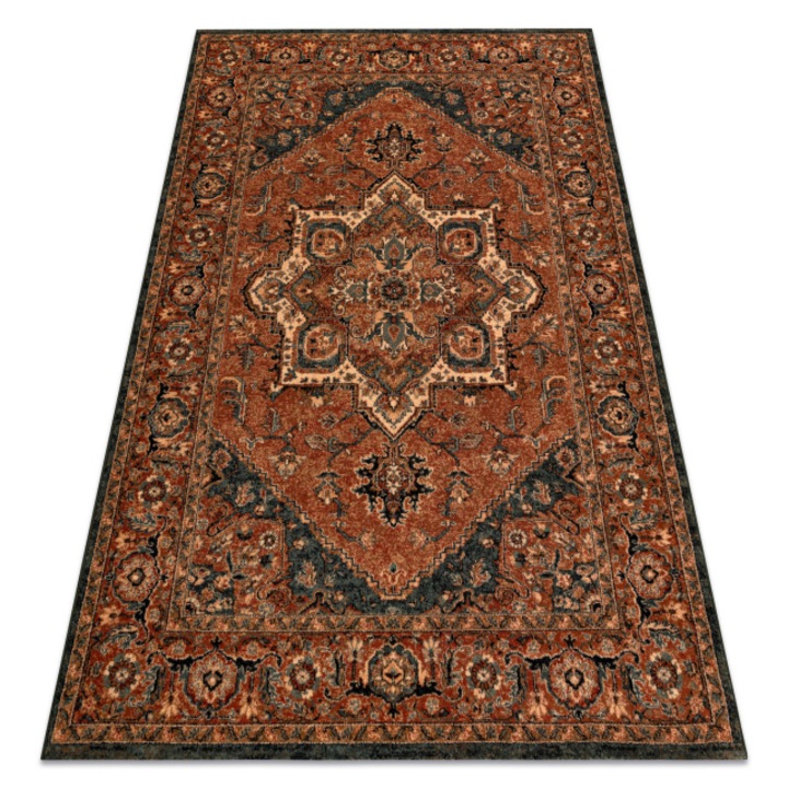 Covor de lana kashqai 4354 501 rozetta, DYWANY ŁUSZCZÓW oriental teracota, 67x130 cm