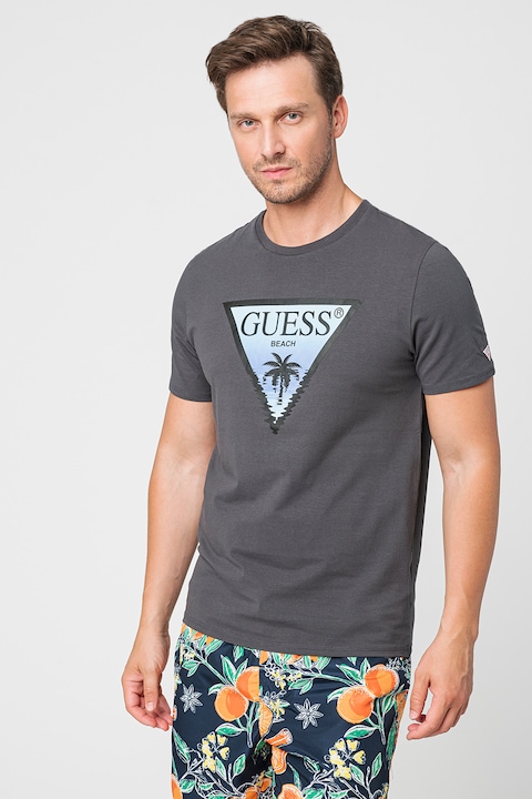 Guess, Strandpóló háromszög alakú logós mintával, Sötétszürke, M