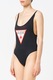 Guess, Costum de baie intreg cu imprimeu logo, Negru, S