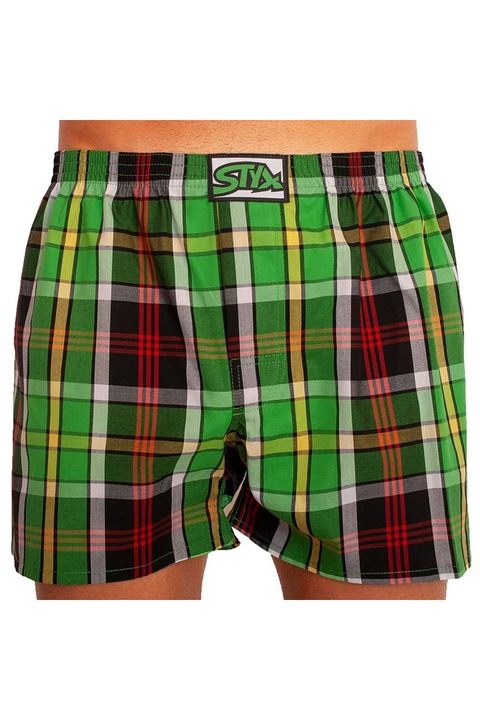 Boxeri barbati Classic Rubber, Styx, Model carouri, Bumbac, Verde/Rosu