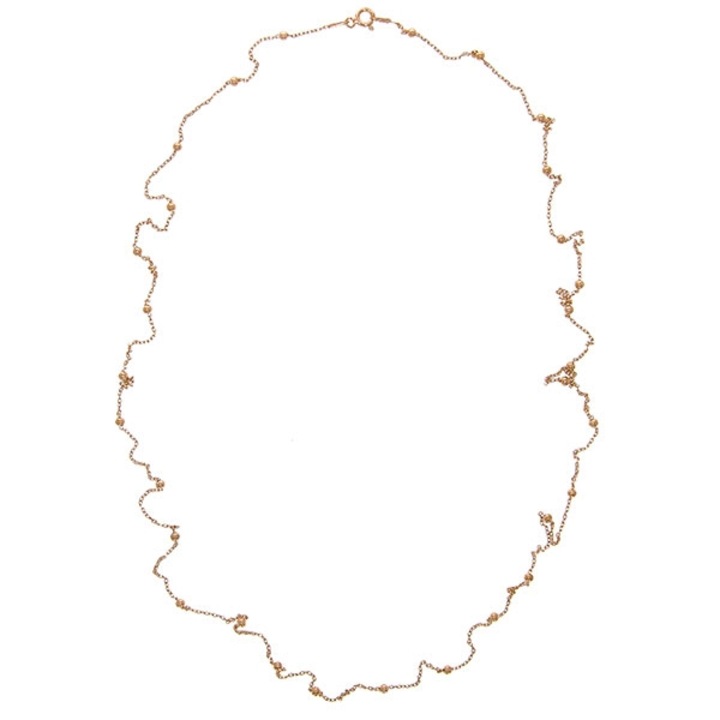 Lant Argint Placat cu Aur Rose Lung Subtire cu Bilute