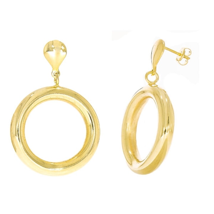 Cercei Argint Lungi Placati cu Aur cu Cercuri