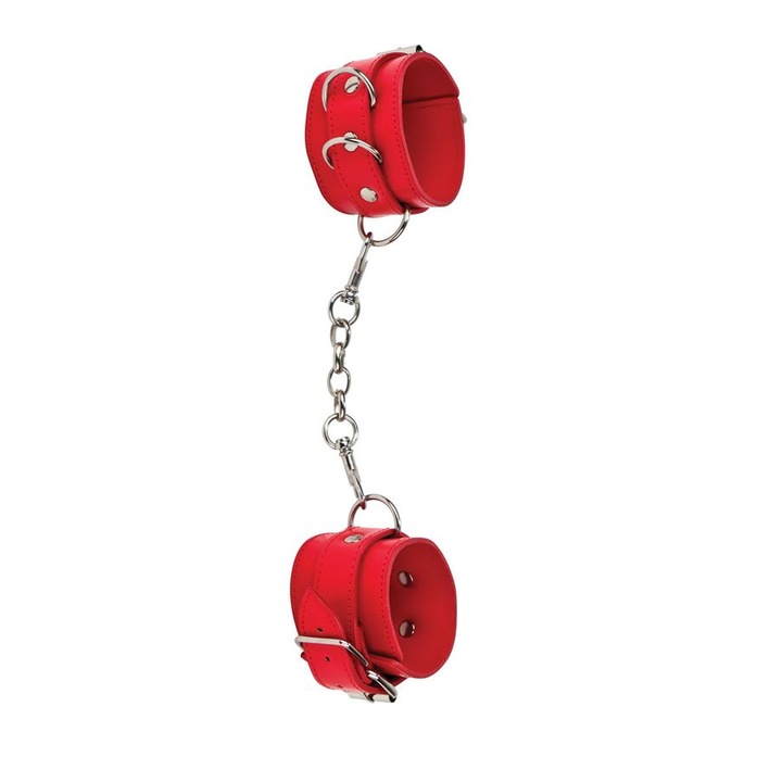 Кожени белезници, Червени, С яка