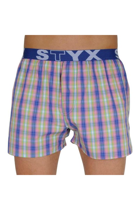 Pantaloni scurti Styx, 100% Bumbac, Albastru/Roz