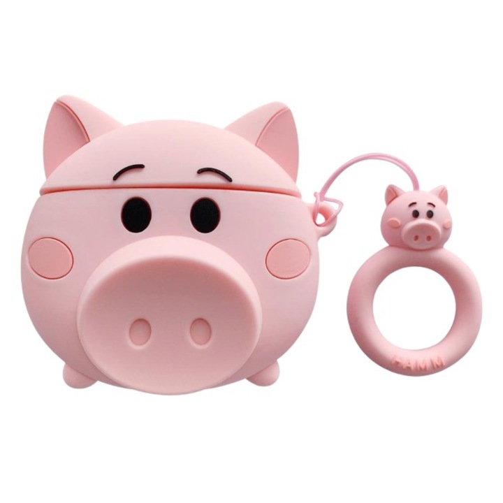 Husa de protectie din silicon 3D pentru Apple AirPods 1/2, Porc Roz - Stil si siguranta intr-un design usor de indragit