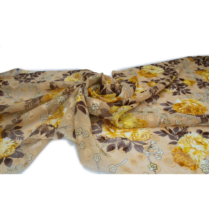 Material tesut, tip Sifon imprimat, modelul nr.6 Bej deschis, 50 cm x 150 cm