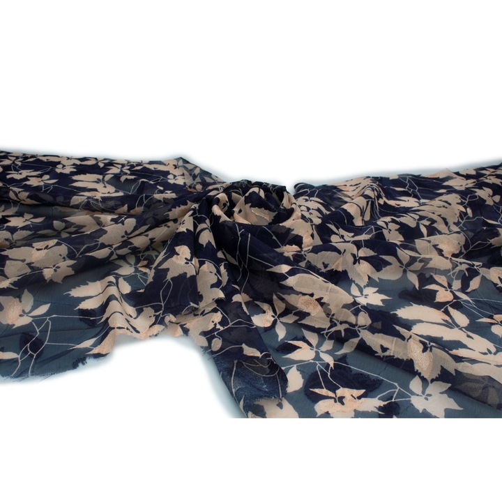 Material tesut, tip Sifon imprimat, modelul nr.9 Albastru marin, 50 cm x 150 cm