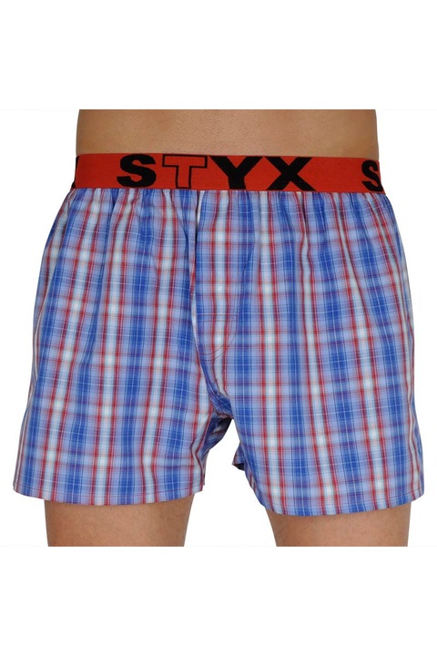 Pantaloni scurti Styx, 100% Bumbac, Rosu/Albastru