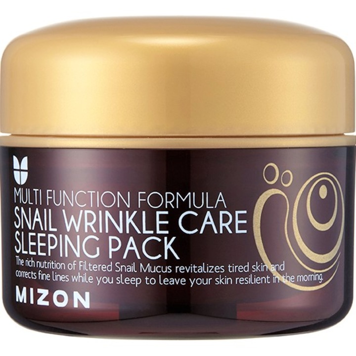 Masca coreeana antirid cu secretie de melc si peptide, Mizon Snail Wrinkle Care Sleeping Pack, 80ml