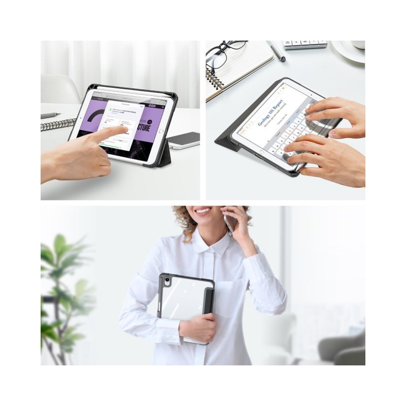 Husa Smartcase Tableta Duxducis Toby Compatibila Cu Ipad 6 Mini 2021, Sleep / Wake, Suport Pen, Negru