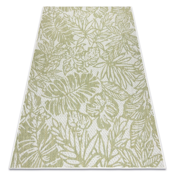 Covor sisal sion frunze, DYWANY ŁUSZCZÓW tropical 22128 tesute plate ecru / verde, 80x150 cm
