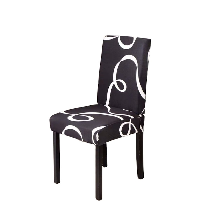 Комплект калъфи за столове HESS-18, С ластик, Бели линии, 6 броя