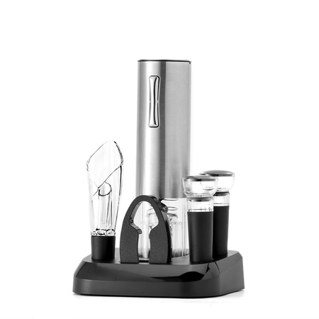 Set tirbuson electric ELPA ELP-KP3-361801C-1, reincarcabil, accesoriu taiat folie, baza incarcare, aerator, dop, 4 acumulatori Ni-Mh, 3.6V