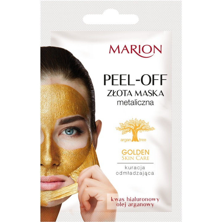 Masca pentru piele matura si uscata Marion Golden, Peel Off, Acid hialuronic, Ulei de argan, 6 g