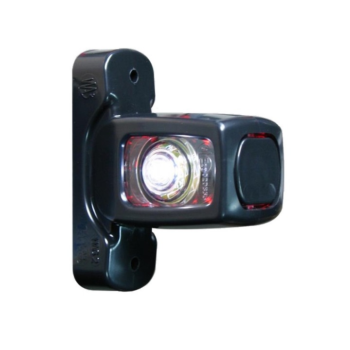 Helyzetjelző/méretjelző piros/fehér színű téglalap alakú első-hátsó lámpa LED-es 12-24V oldaltartóval