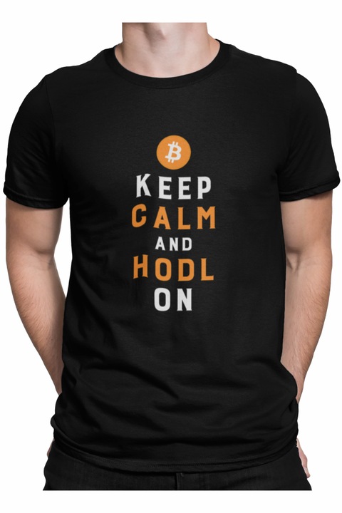 Kripto póló férfiaknak, Priti Global, Nyugodj meg és tarts ki, Fekete